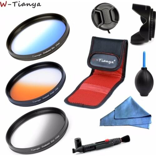 WTIANYA Blue Orange Grey Graduated Filter Sets with Pouch for Canon Nikon Sony Pentax 52mm 55mm 58mm 62mm 67mm 77mm Lens