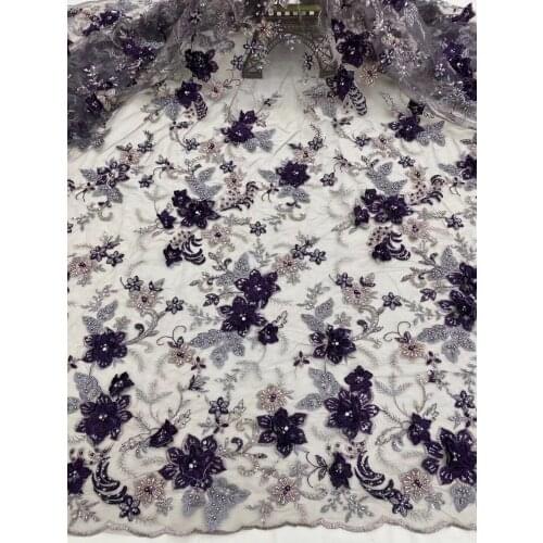 Nigerian Lace Embroidery with beads SYJ-288884 African French Best Price Selling Latest Design High End Tulle For Dress