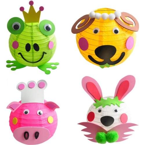 New Year Oriental Culture Blessing DIY Lantern Animal Color Luminous Portable Cartoon Paper Lantern Child Children Gift