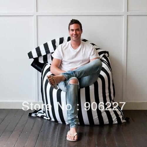 EXTRA LARGE SIZE !! Deluxe black strip beanbag chair, hall lounge bean bag sofa seat - free shipping
