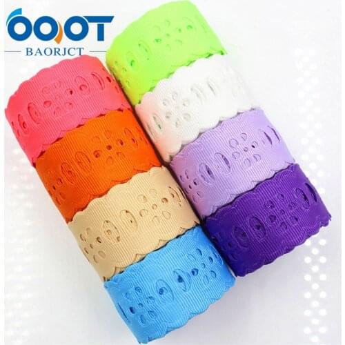 OOOT BAORJCT 177038 hot sale 28mm hollow Flowers solid Grosgrain Ribbon, DIY handmade materials,Clothing accessories