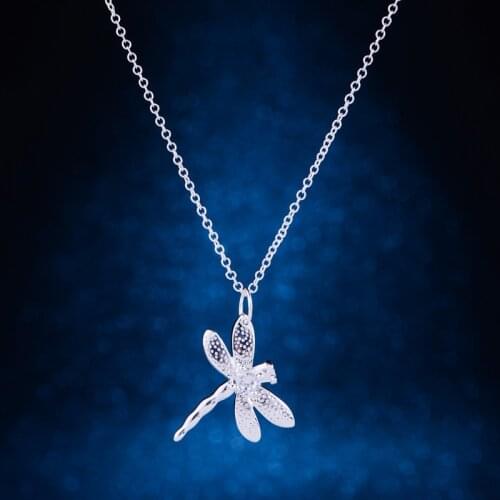 Dragonfly hollow light silver plated Necklace 925 jewelry silver Pandant Fashion Jewelry ROTMAXMJ