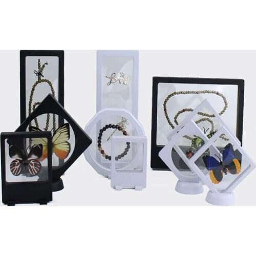 1pc 3d Display Stand Ring Pendant Holder Protect Jewellery Stone Presentation Case Floating Picture Frame Shadow Box Jewelry