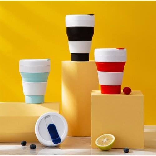 Portable Folding Cup Silicone Water Cups Travel Camping Small Mini Foldable Cups Outdoor Children With Cover Water Cup