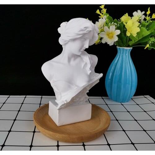 PRZY Portrait of Woman with Piano Candle Moulds Soap Woman Mold Silicone Large Size Plaster Statue Molds Clay Resin Moulds