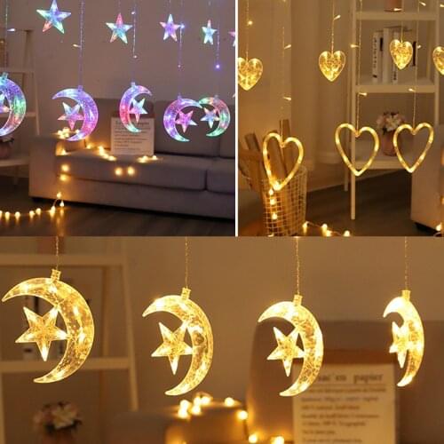 Christmas Hearts Stars LED String lights Flashing Lights Curtain Light Waterproof Holiday Party Connectable Wave Fairy Light