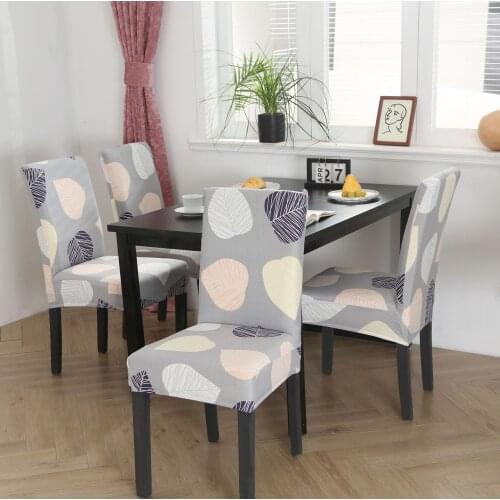 Flower Leaves Print Removable Washable Stretch Chair Protector Cover Seat Slipcover for Dining Room Wedding Banquet Party
