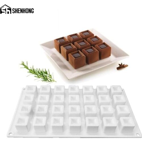 SHENHONG 28 Holes Groove Cube Silicone Cake Mold For Baking Chocolates Mould Pastry Decoration Dessert Mousse Pan Moule Tools