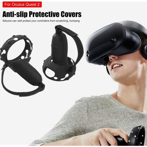 3in1 Touch Controller Silicone Grip Ring Cover+Adjustable Hand Strap +Thumb Caps For Oculus Quest 2 VR Protective Accessories