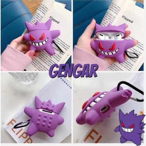 Pokemon Gengar Silicone Anime Earphone Case for Apple AirPods 1 2 3 Pro Bluetooth headset Shell skin sticker Shockproof cover