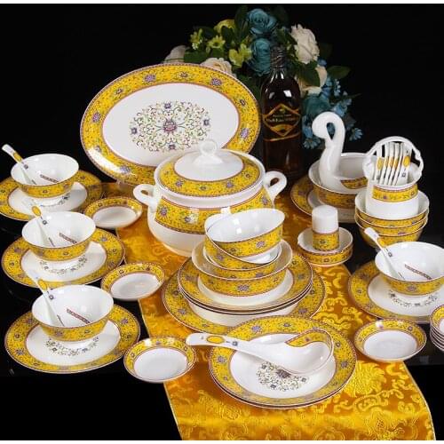 Jingdezhen tableware bone china set single bowl plate dish spoon dish combination DIY European tableware free match