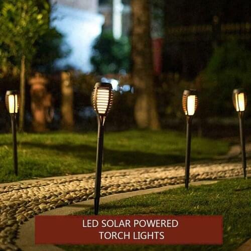 2Pcs Solar Powered 12 LED Outdoor Garden Pathway Lawn Flickering Flame Light