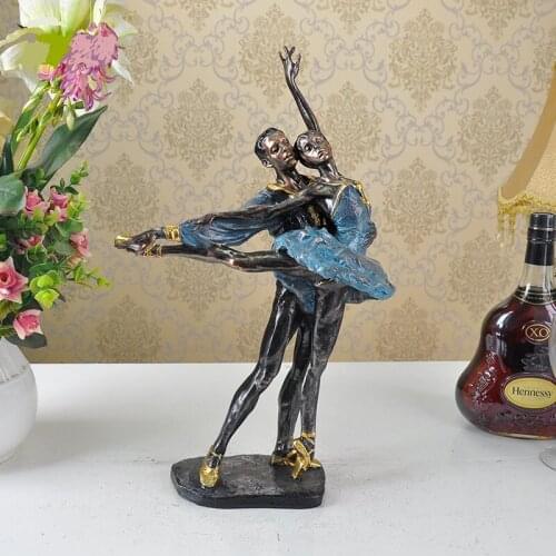 VINTAGE BALLET DANCER LOVERS SCULPTURE HANDMADE RESIN BALLERINA STATUE DECORATION ART AND CRAFT PRESENT ORNAMENT FURNISHING