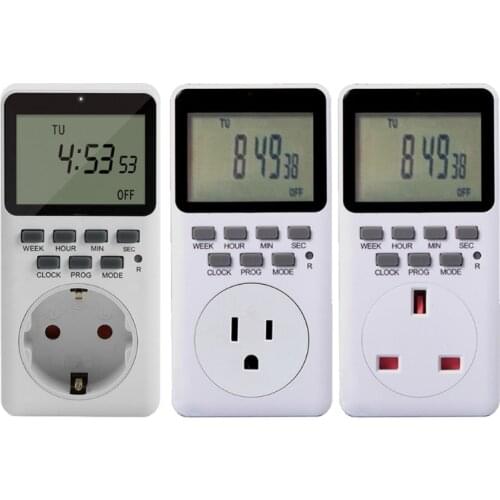 Outlet Timer, Digital Programmable Timer，Heavy Duty Smart Indoor Timer for Electric Outlets EU US UK Plug Wall Timer Swi