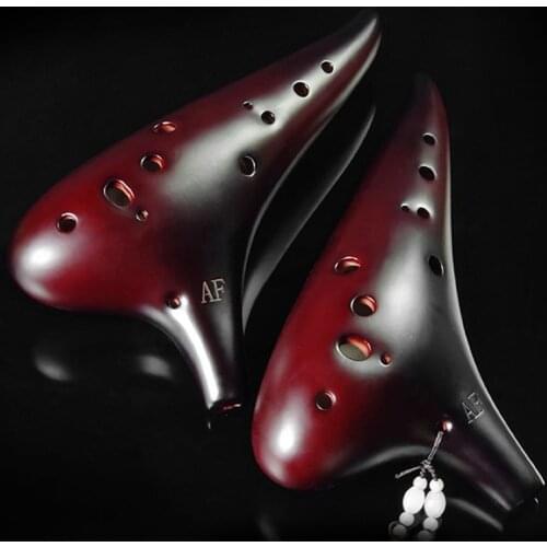 High quality AF 12 holes smoked burned Ocarina music instrument Alto F flute good sound