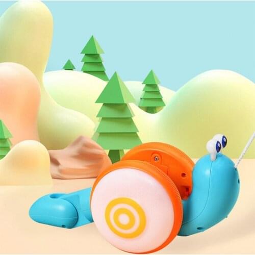Y3NF Push-Pull Toys Grasp Early Education Pull Tires with Colorful Glow Waddling Snail Toy Crawl Companion Music