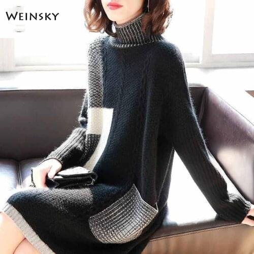 Women Knitted Turtleneck Sweater And Pullovers Korean Fashion Style Wool Pockets Sweaters Winter And Autumn 2019 New Tops
