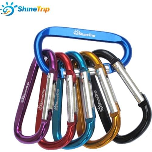 10Pcs ShineTrip Aluminum Alloy D Shape Buckle Carabiner Survial Key Chain Carabiner Hook Clip Camping Equipment EDC Buckles