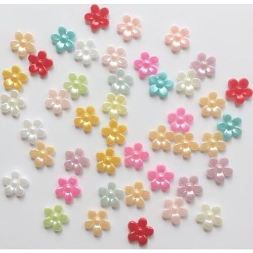100pcs 11mm Acrylic Mixed Pearl Flower Flatbacks Embellishments DIY Phone Decorations Scrapbooking Crafts