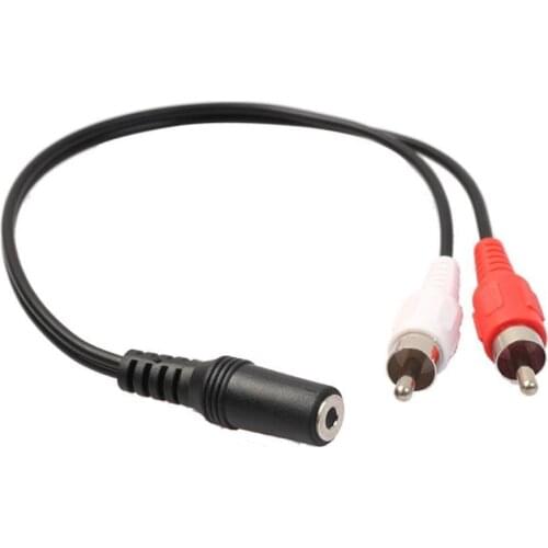 3.5mm Stereo Female To 2 Male RCA Jack Adapter Aux Y Cable Audio Splitter O3W4