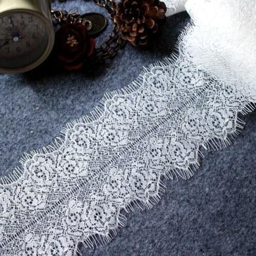 6Meter / Lot Eyelashes Lace Trim Flower Black White Lace Fabric Handmade Diy Clothes Accessories 10cm Wide