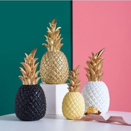 Pineapple Craft Resin Fruit Shape Golden Desktop Ornament Living Room Nordic Decorative Wedding Gift Home Decoration Accessories