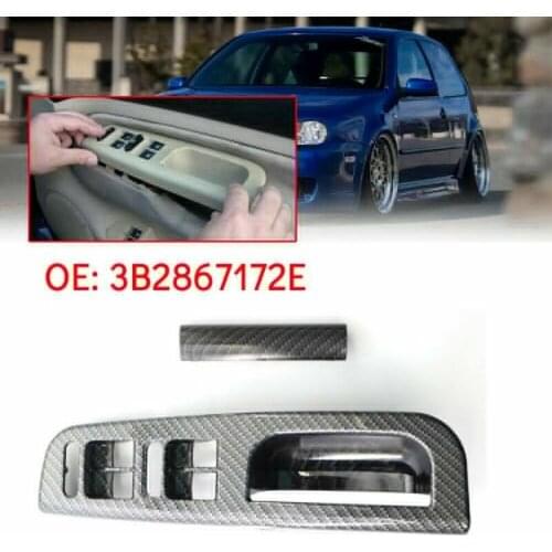 AU05 -RHD Car Master Window Switch Control Panel Bezel with Trim for -Golf Passat Jetta MK4 1998-2005 Carbon Fiber Style