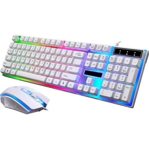 Brand 104 Keys ABS USB Plug And Play Gaming Keyboard Mouse Set Wired USB Ergonomic Keyboard Mouse With Rainbow Color RGB Backlit