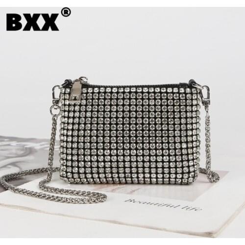 [BXX] 2021 Diamonds Evening Clutch Bag Women New Korean Pillow Small Totes Handbag Shoulder Bags Ladies Party Clutch Purse HM596