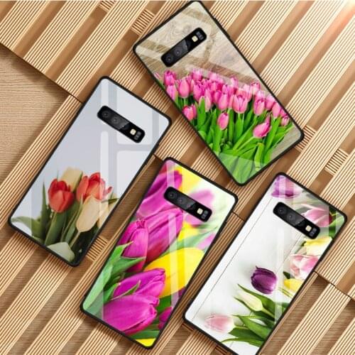 Tulip flower Tempered Glass Phone Case For Samsung Galaxy S8 S9 S10 S20 PLUS J8 J6 J4 2018 NOTE 8 9 10 Cover Shell