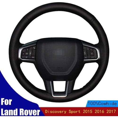 DIY Car Steering Wheel Cover Anti-slip Black Genuine Leather For Land Rover Discovery Sport 2015 2016 2017
