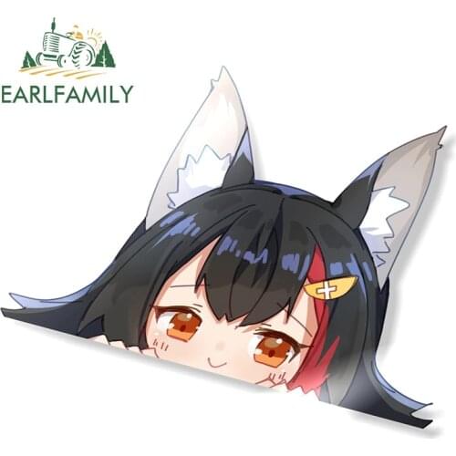 EARLFAMILY 13cm x 9.7cm Car Sticker Cartoon Girl Mio Peeker Sticker JDM Anime Graffiti Vinyl Waterproof Peek Decal
