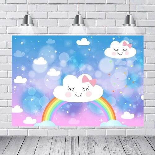 Photography background newborn birthday party rainbow white clouds background for studio background photo banner props