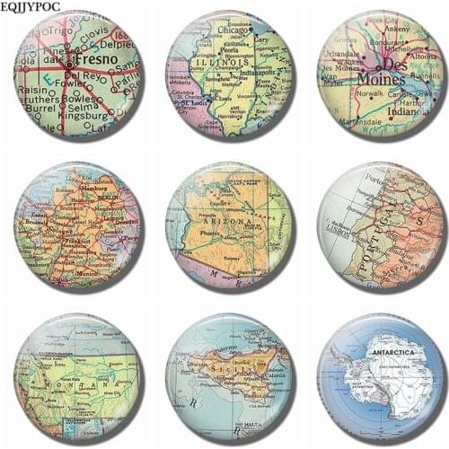 Fresno Illinois Des Moines Germany Arizona Portugal Montana Sicily Antarctic Map Souvenir Fridge Magnets Refrigerator Stickers