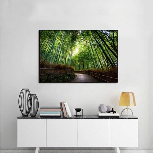 HD Print Green Bamboo Forest Canvas Paintings Beautiful Nature Landscape Wall Paintings For Bed Room Wall Posters And Prints