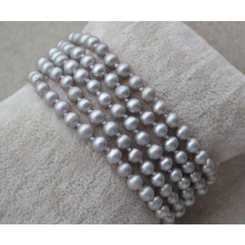 Perfect Womens Pearl Jewelry, Gray 5Rows 100% Real Freshwater Pearl Bracelet,7.5 Inches AA 4-5mm Fashion Pearl Jewelry