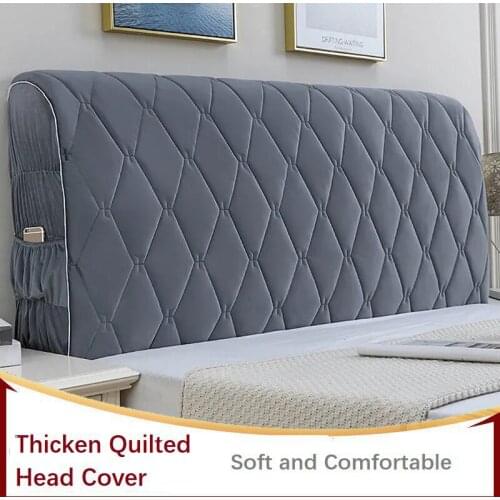 Pocket Plush Quilted Head Cover Thicken Size All-inclusive Universal Headboard Cover Bed Back Soft Velvet Protector Cover