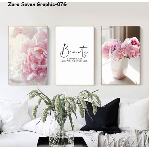 Canvas Painting Nordic Decor Elegant Peony Flower Phrase Poster And Print Wall Art Picture For Living Room Home Decoration