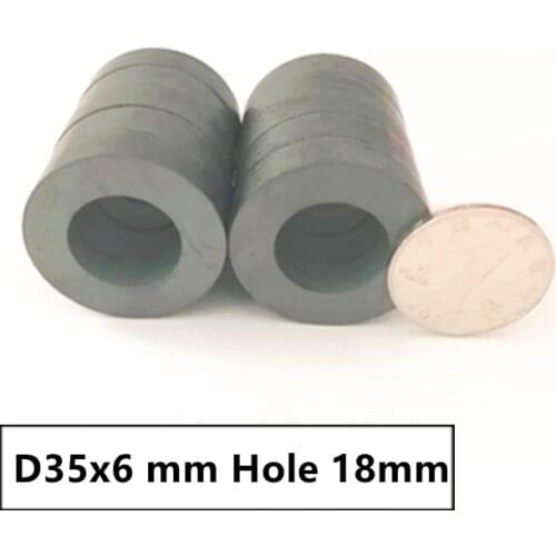 10pcs/lot Y30 Ring Ferrite Magnet 35*6 mm Hole 18mm Permanent magnet 35mm x 6mm Black Round Speaker 35X6 35-18*6
