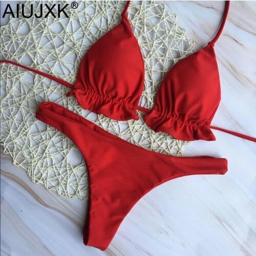 AIUJXK Summer Sexy Bandage Lingerie Biquini Women Ruffles Sexy Beach Bra Set Ladies 2 Piece Swimsuit Underwear Swimming Suit