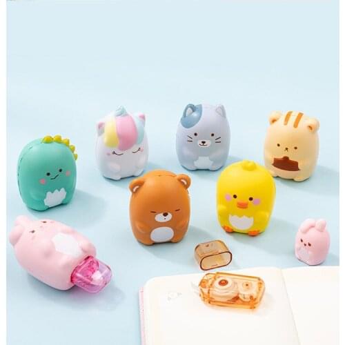 15 pcs/lot Cartoon Dinosaur Unicorn Cat 6M Correction Tape Cute Decompression Tapes Promotional Stationery Gift School Supplies