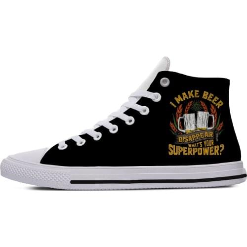 I Make Beer Disappear Novelty Design Harajuku Lightweight High Top Canvas Shoes Men Women Casual Breathable Sneakers