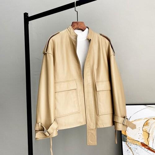 Fashion Genuine Leather Jacket Women Spring Autumn 2021 100% Sheepskin Coat Female Casual Jackets Jaqueta Feminina Pph4883