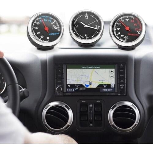 Car Clock Hygrometer Thermometer Mini Auto Luminous Dashboard Quartz Automotive Interior Gifts Styling Clock Accessories Cl U6I1