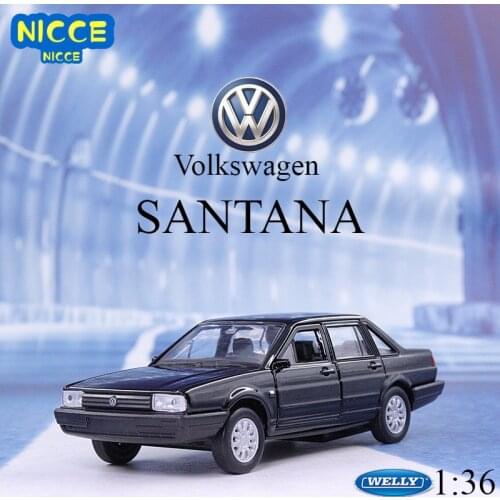 WELLY Diecast 1:36 Car Simulator Classic Pull Back Car Volkswagen SANTANA Model Car Metal Alloy Toy Car For Kids Gift Collection