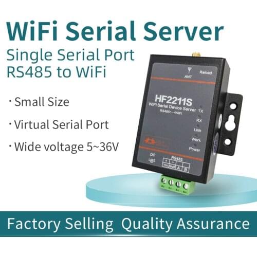 HF2211S Small Size Industrial Modbus Single Serial Port RS485 to WiFi Converter TCP IP Telnet Modbus 2M Flash Serial Server