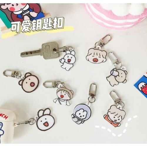 Cute Rabbit Forest Girl Cartoon Key Buckle Acrylic Backpack Airpods Pencil Case Pendant Kawaii Decorative Practical Key Chain