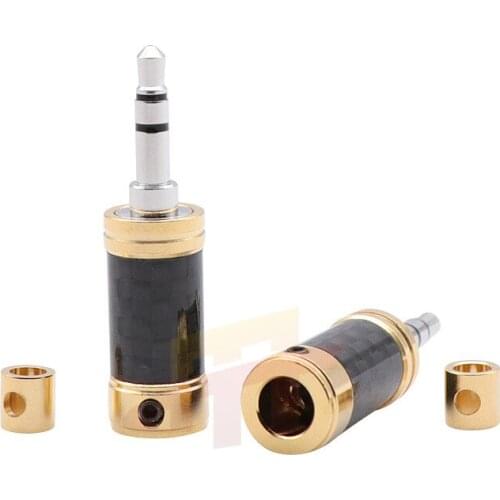 Ml02 carbon fiber all copper 3.5 stereo plug thick gold 3.5mm three pole welding DIY plug three section plug