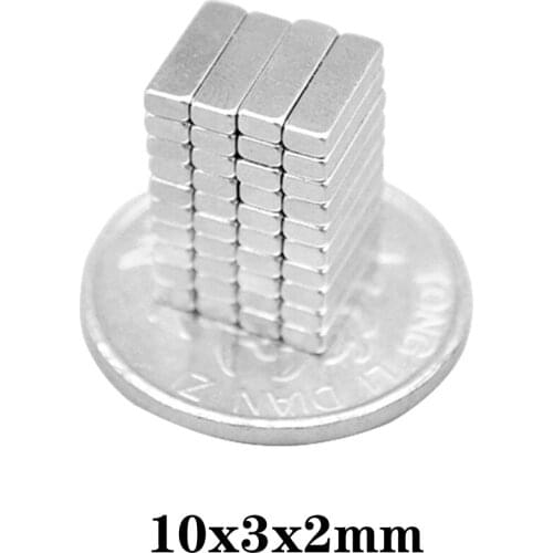 20~1000PCS 10x3x2 mm Strong Neodymium Magnets Thickness 2mm Block Permanent Magnet 10x3x2mm Powerful Magnetic Magnets 10*3*2 mm