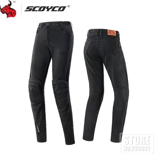 SCOYCO Motorcycle Pants Woman Mens Breathable Moto Jeans Motobiker Motocross Riding Pants Have CE Knee Protective